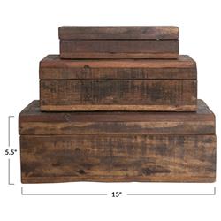 Waverly Rustic Lodge Brown Wood Vintage Decorative Box - Set of 3|