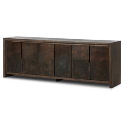 Marcella Industrial Loft Distressed Iron Brown Oak Media Console - 96"|