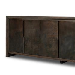 Marcella Industrial Loft Distressed Iron Brown Oak Media Console - 96"|