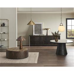 Marcella Industrial Loft Distressed Iron Brown Oak Media Console - 96"|