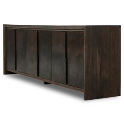 Marcella Industrial Loft Distressed Iron Brown Oak Media Console - 96"|
