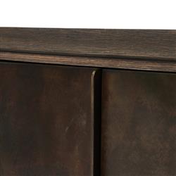 Marcella Industrial Loft Distressed Iron Brown Oak Media Console - 96"|