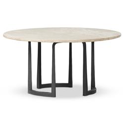 Beckett French Country Cream Marble Black Iron Coffee Table - 30"|