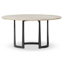 Beckett French Country Cream Marble Black Iron Coffee Table - 30"|