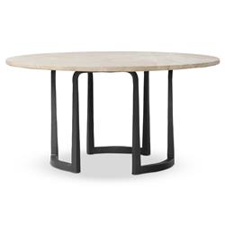 Beckett French Country Cream Marble Black Iron Coffee Table - 30"|