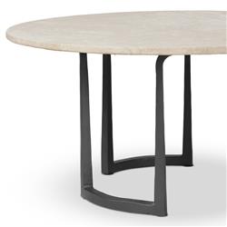 Beckett French Country Cream Marble Black Iron Coffee Table - 30"|