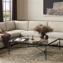 Ceasar French Country Black Iron Square Coffee Table|