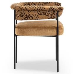 Penelope Industrial Camel Printed Black Iron Barrel Dining Arm Chair|
