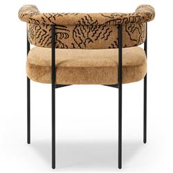 Penelope Industrial Camel Printed Black Iron Barrel Dining Arm Chair|