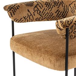 Penelope Industrial Camel Printed Black Iron Barrel Dining Arm Chair|