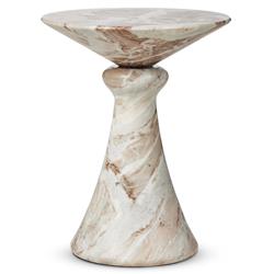Alastair Modern Classic Beige Marble Round End Table|