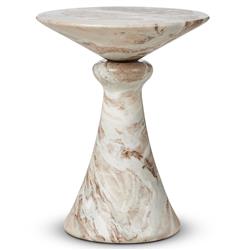 Alastair Modern Classic Beige Marble Round End Table|