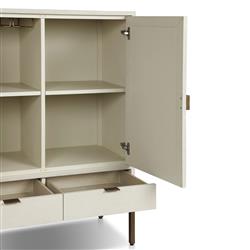 Maya Modern Classic Cream Linen Wrapped Bar Cabinet|