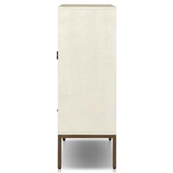 Maya Modern Classic Cream Linen Wrapped Bar Cabinet|