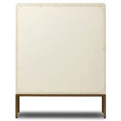 Maya Modern Classic Cream Linen Wrapped Bar Cabinet|