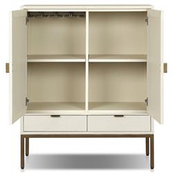 Maya Modern Classic Cream Linen Wrapped Bar Cabinet|