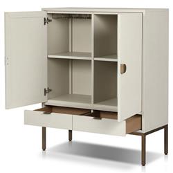 Maya Modern Classic Cream Linen Wrapped Bar Cabinet|