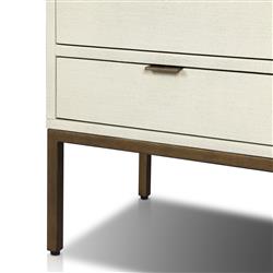 Maya Modern Classic Cream Linen Wrapped Bar Cabinet|