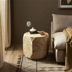 Daphne Modern Classic Light Brown Burl Wood End Table|