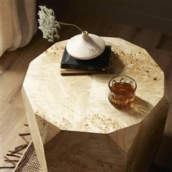 Daphne Modern Classic Light Brown Burl Wood End Table|