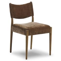 Odelia Modern Classic Brown Velvet Oak Wood Dining Chair|