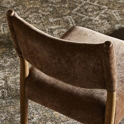 Odelia Modern Classic Brown Velvet Oak Wood Dining Chair|