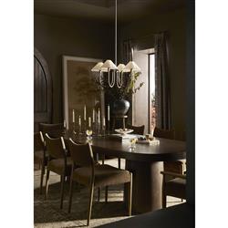 Odelia Modern Classic Brown Velvet Oak Wood Dining Chair|