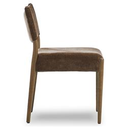Odelia Modern Classic Brown Velvet Oak Wood Dining Chair|