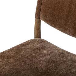 Odelia Modern Classic Brown Velvet Oak Wood Dining Chair|