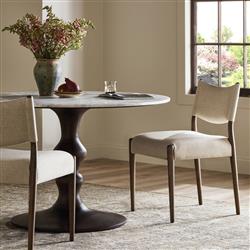 Odelia Modern Classic Cream Performance Brown Wood Dining Chair|