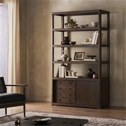 Zack Rustic Lodge Brown Oak Wood Bookcase|