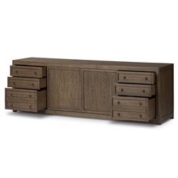 Zack Rustic Lodge Brown Oak Wood Media Console - 78"|