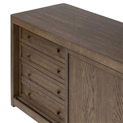 Zack Rustic Lodge Brown Oak Wood Media Console - 78"|