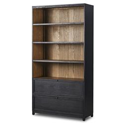 Clarence Rustic Lodge Black Oak Bookcase|