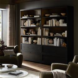 Clarence Rustic Lodge Black Oak Bookcase|