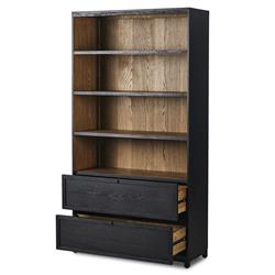 Clarence Rustic Lodge Black Oak Bookcase|