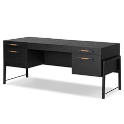 Matthew Modern Classic Black Oak Wood Desk|