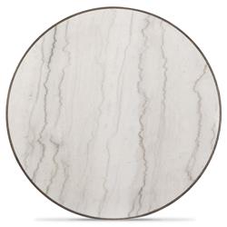 Skylar French White Marble Grey Oak Wood Round Pedestal Dining Table - 42"W|