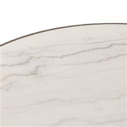 Skylar French White Marble Grey Oak Wood Round Pedestal Dining Table - 42"W|