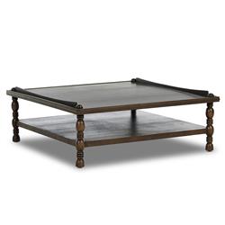 Farrah French Country Dark Brown Oak Square Coffee Table|