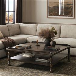 Farrah French Country Dark Brown Oak Square Coffee Table|