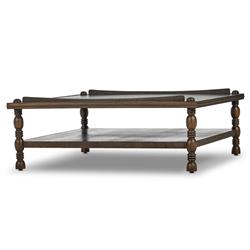 Farrah French Country Dark Brown Oak Square Coffee Table|