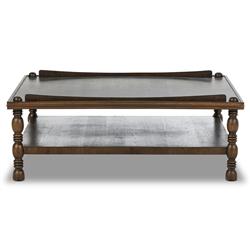 Farrah French Country Dark Brown Oak Square Coffee Table|