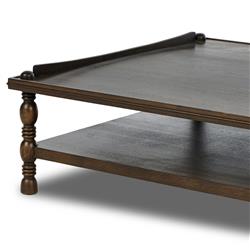Farrah French Country Dark Brown Oak Square Coffee Table|