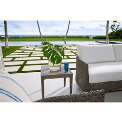 Mavis Coastal Beach Grey Aluminum Square Outdoor End Table|