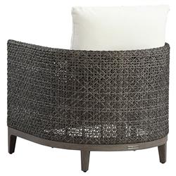 Mavis Coastal Beach White Sunbrella Grey Woven Wicker Outdoor Lounge Chair|