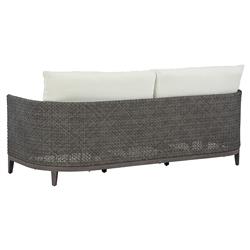 Mavis Coastal Beach White Sunbrella Grey Woven Wicker Outdoor Sofa - 81"|