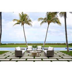 Mavis Coastal Beach White Sunbrella Grey Woven Wicker Outdoor Sofa - 81"|