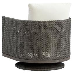 Mavis Coastal White Sunbrella Grey Woven Wicker Outdoor Swivel Rocker Chair|