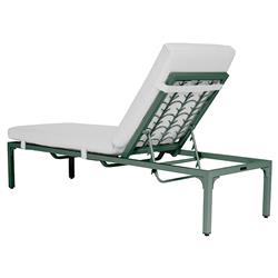 Tracey French Country White Sunbrella Green Aluminum Outdoor Chaise Lounge|